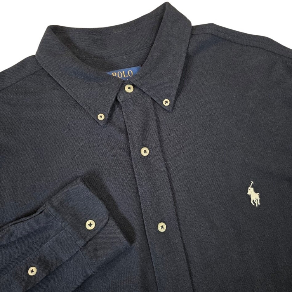 Polo Ralph Lauren Men's LT Featherweight Mesh Long Sleeve Button Down Navy Blue